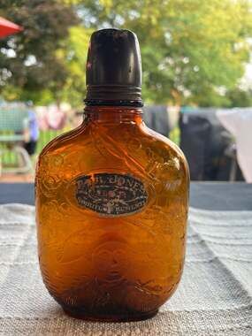 Vintage Paul Jones Spiritus Frumenti Embossed Amber Whiskey Flask